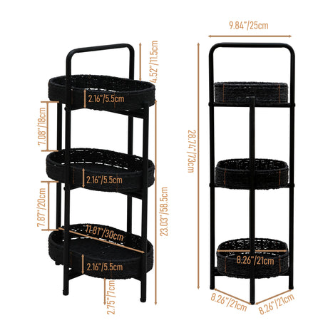 Modern 3-Tier Handwoven Metal Frame Side Table - Omega Lifestyles
