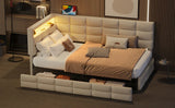 Upholstered Twin Daybed With Storage Drawers And Charging Station - Omega Lifestyles