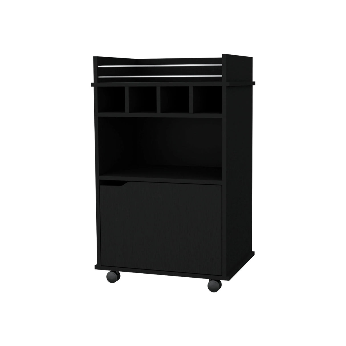 Modern Black Particle Board Bar Cart With Wine Rack - Omega Lifestyles
