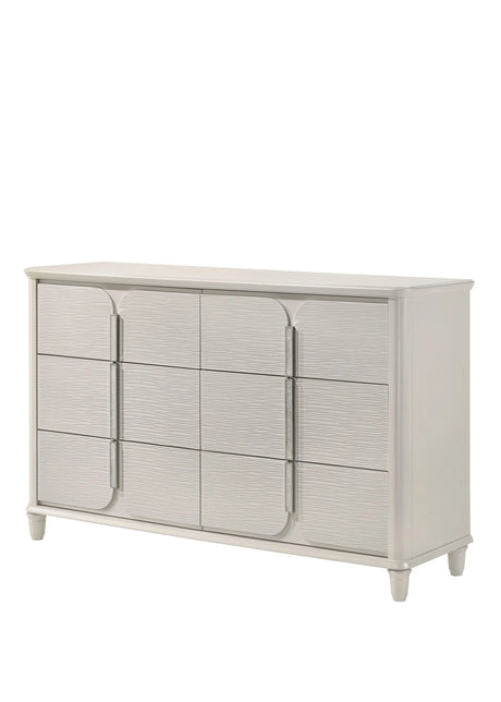 White Six-Drawer Acrylic Synthetic Wood Dresser - Omega Lifestyles