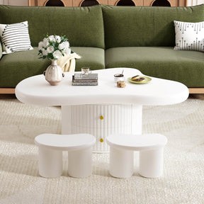 Cloud-Shaped Coffee Table With Stools And Drawers - Omega Lifestyles