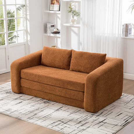 Convertible Chenille Foam Loveseat Sofa Bed With Pillows - Omega Lifestyles