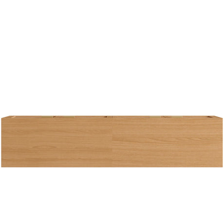 70-Inch Modern Natural Wood TV Stand With Rattan Doors - Omega Lifestyles