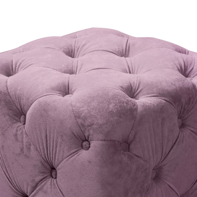 Purple Velvet Storage Ottoman Footstool With High-Density Foam - Omega Lifestyles