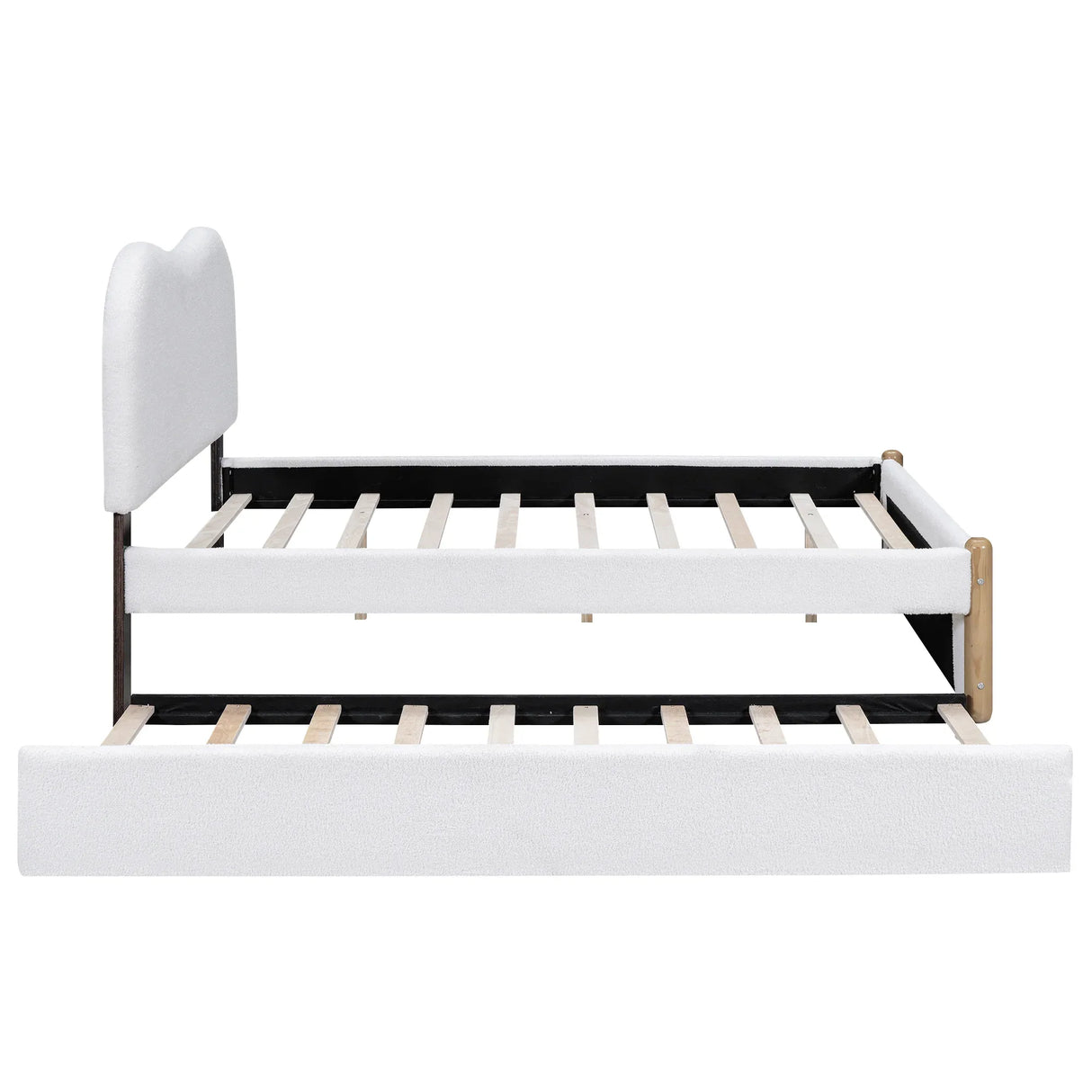 Full Upholstered Platform Bed With Twin Trundle White - Omega Lifestyles