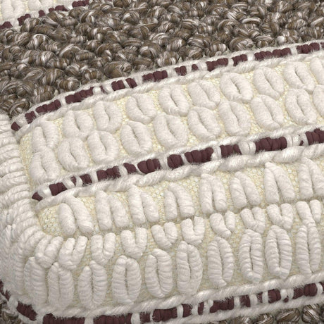 Woven Earth Tone Brown Fabric Square Pouf - Omega Lifestyles