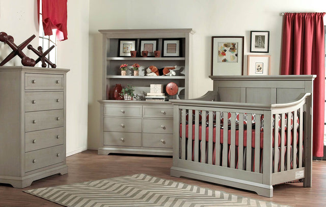 Solid Wood 4-in-1 Convertible Gray Baby Crib - Omega Lifestyles