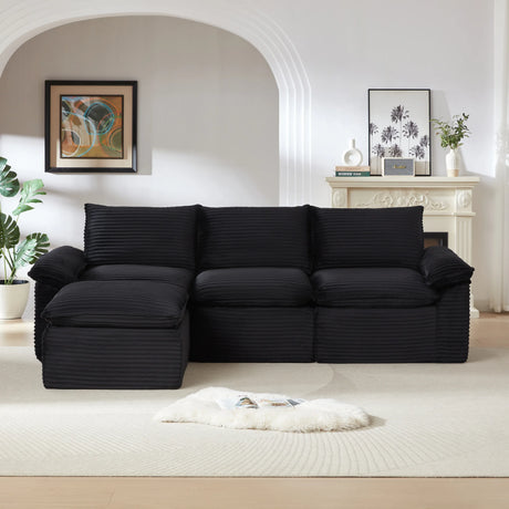 Modern Corduroy Cloud 4-Seat Foam Spring Sofa - Omega Lifestyles