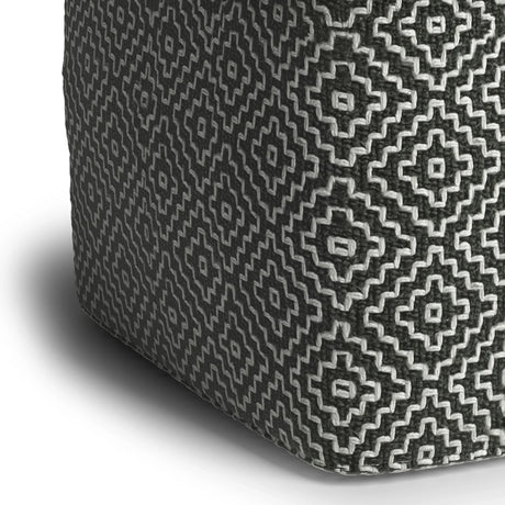 Square Woven Outdoor Indoor Gray Fabric Pouf Seat - Omega Lifestyles