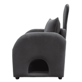 Dark Gray Bunny-Ear Fabric Pet Furniture Armchair - Omega Lifestyles