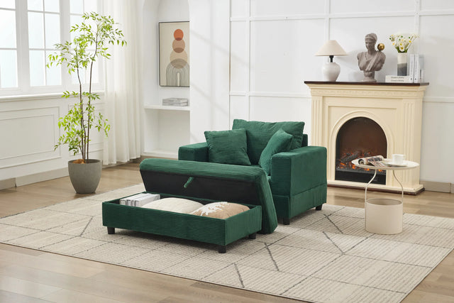 Corduroy Chaise Lounge Chair With Removable Ottoman - Omega Lifestyles