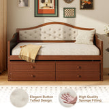 Twin Daybed With Trundle And Storage Drawers Walnut - Omega Lifestyles