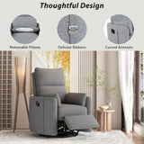 Manual Rocker Swivel Linen Upholstered Recliner Chair With Pillows - Omega Lifestyles