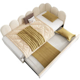 Beige Velvet L-Shaped Twin Daybed With Pull-Out Trundle - Omega Lifestyles