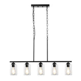 5-Light Adjustable Metal Glass Kitchen Island Pendant Lighting