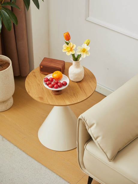 Round Brown White MDF And Metal Coffee Table Set - Sleep Galleria