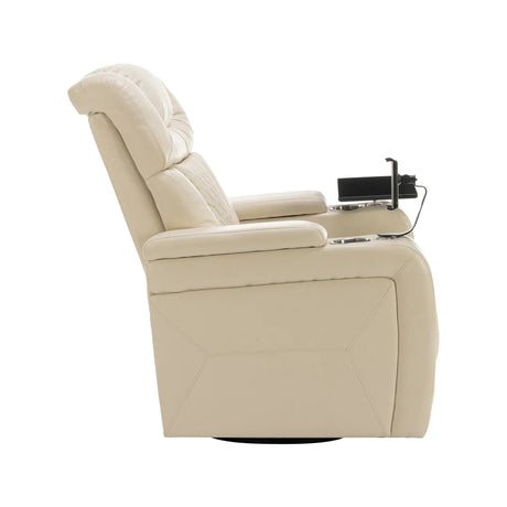 Power PU Leather Recliner Chair With Tray Table USB Port - Omega Lifestyles
