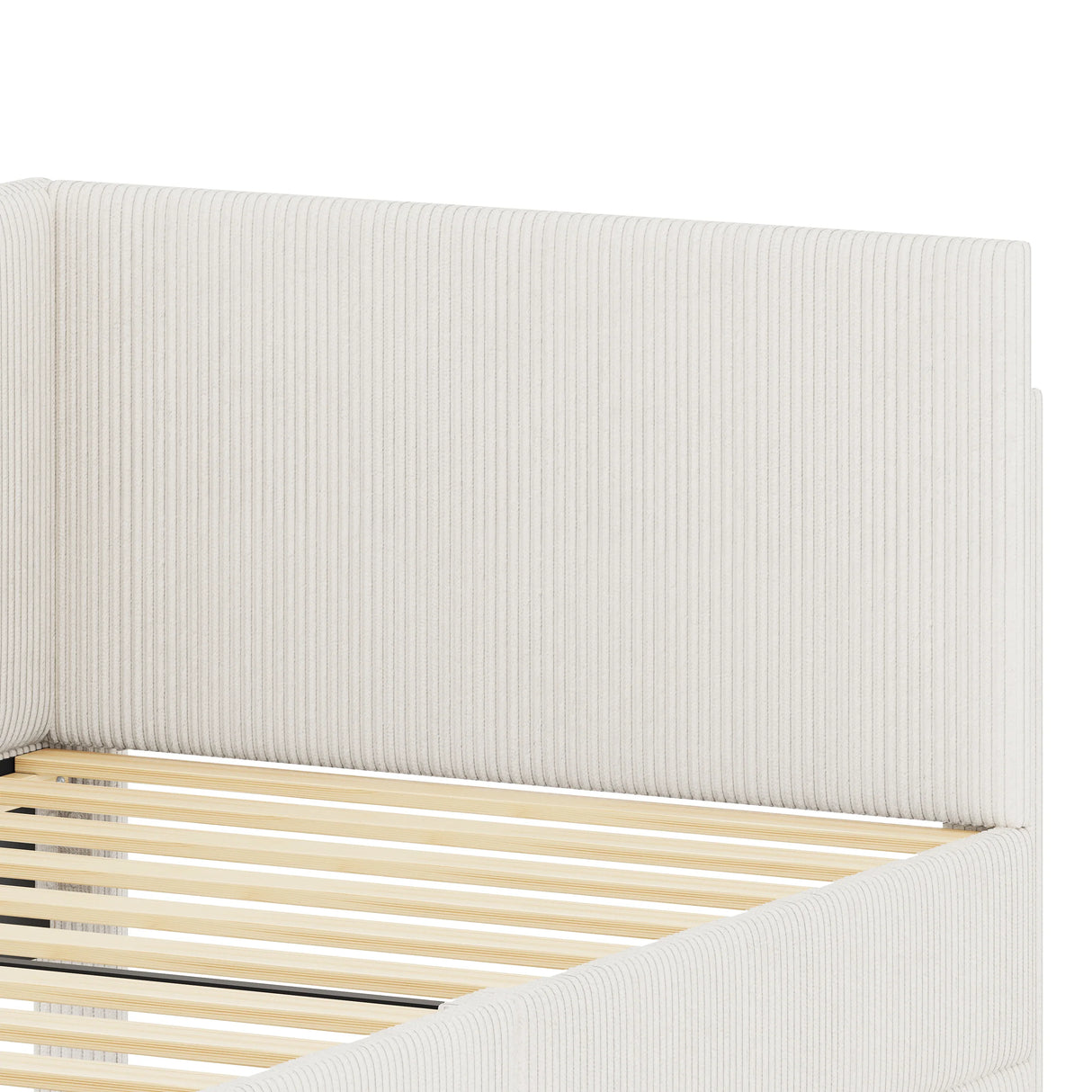 Twin L-Shaped Corduroy Upholstered Daybed With Storage Drawers - Omega Lifestyles