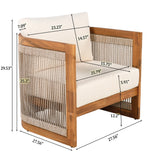 Premium Acacia Wood Outdoor Tub Club Chair With Cushions - Omega Lifestyles