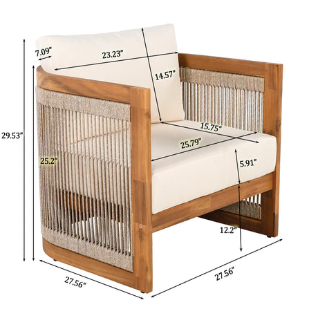 Premium Acacia Wood Outdoor Tub Club Chair With Cushions - Omega Lifestyles