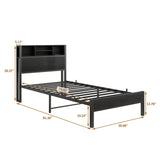 Twin Metal Platform Bed Frame With Storage Headboard Charging Station - Omega Lifestyles