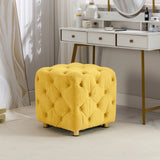 Yellow Velvet Dice-Shaped Storage Ottoman With Foam Seat - Omega Lifestyles