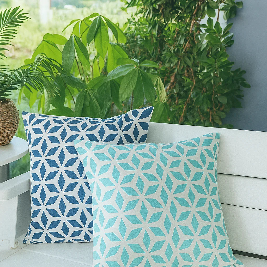 Outdoor Blue Weather-Resistant Polyester Accent Pillow 20x20 - Omega Lifestyles