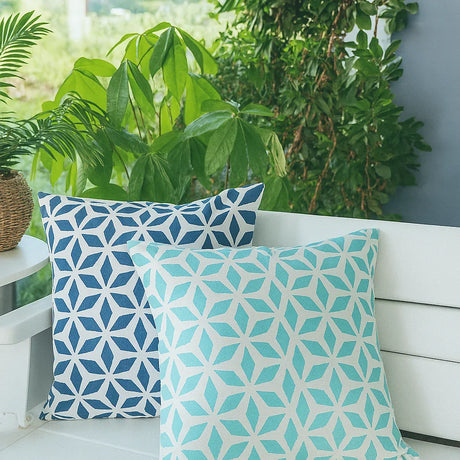 Outdoor Blue Weather-Resistant Polyester Accent Pillow 20x20 - Omega Lifestyles