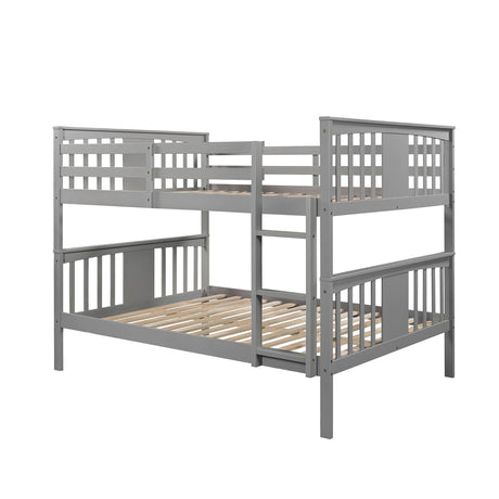 Full Over Full Solid Wood Gray Bunk Bed - Omega Lifestyles