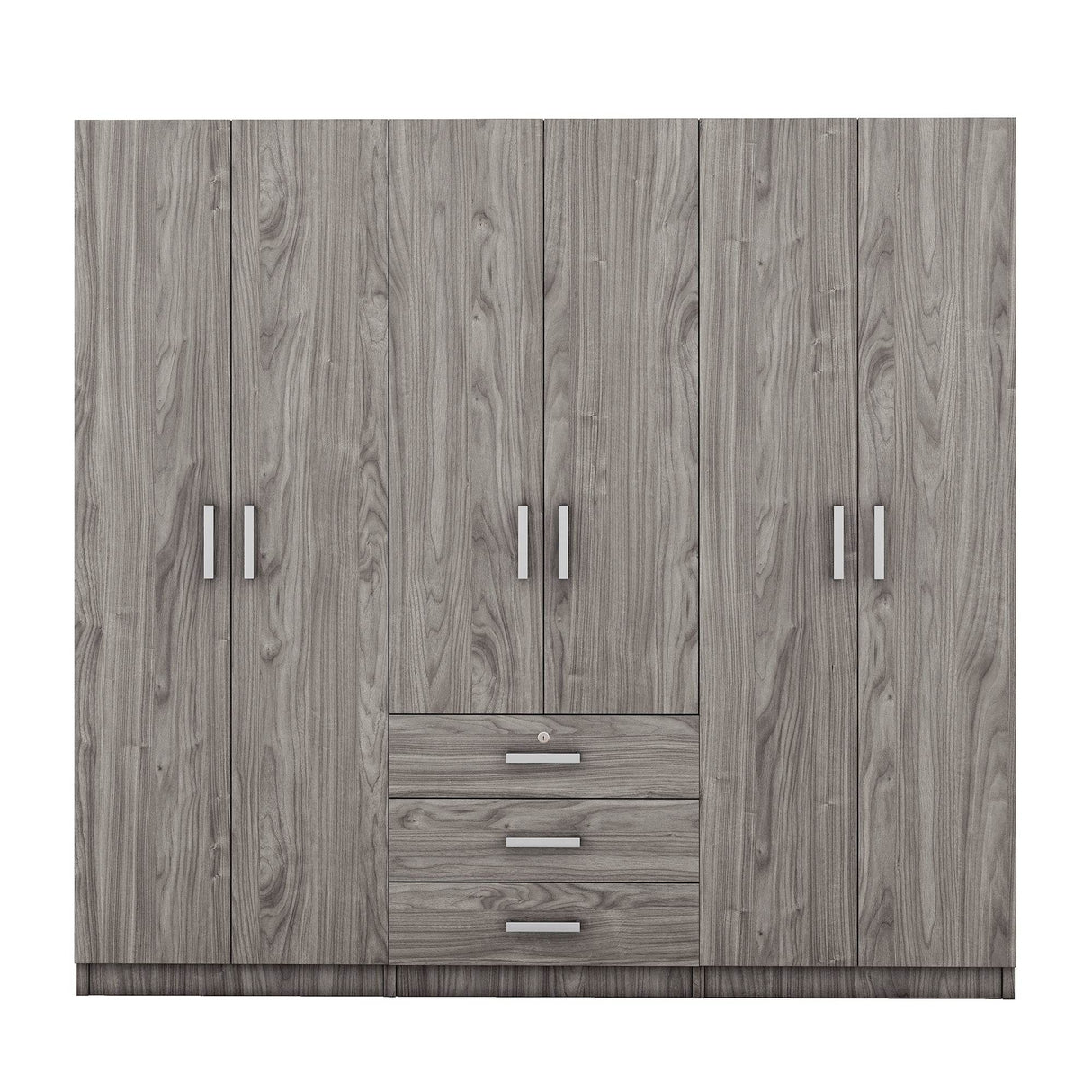 6-Doors Modern Gray Wooden Wardrobe Storage Cabinet - Omega Lifestyles