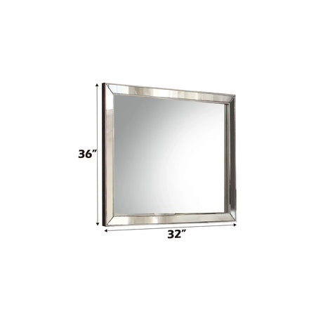 Contemporary Silver Synthetic Wood Framed Mirror 28x32 Inch - Omega Lifestyles