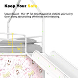 Twin Metal Junior House Bunk Bed With Slide and Curtain - Omega Lifestyles