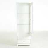 Modern Upholstered Glass Display Cabinet With Adjustable LED Light - Omega Lifestyles