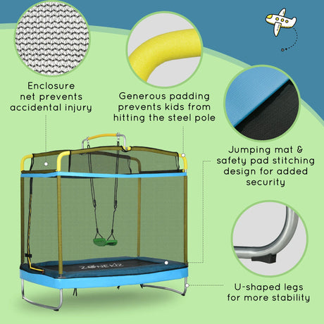 3-in-1 Kids Trampoline With Enclosure Swing Gymnastics Bar - Omega Lifestyles