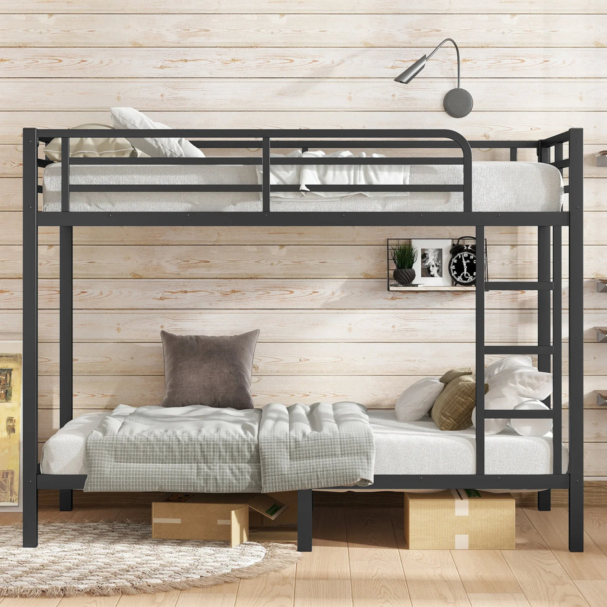 Metal Twin XL Over Twin XL Space-Saving Bunk Bed - Omega Lifestyles