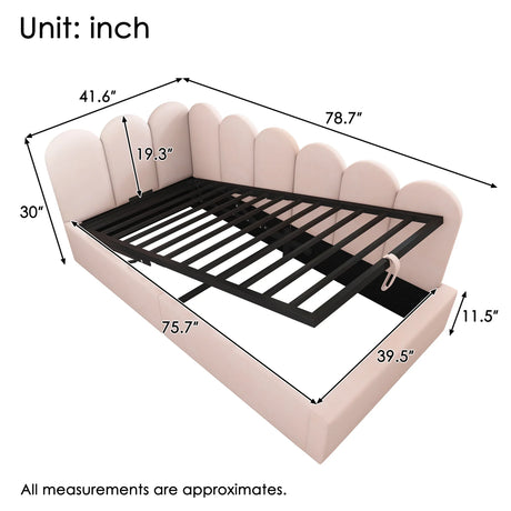 Pink Velvet Upholstered Twin Storage Daybed With Metal Frame - Omega Lifestyles