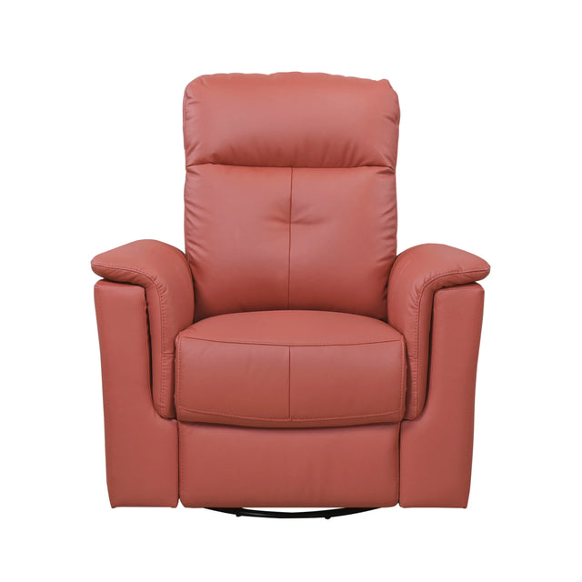 Red Genuine Leather Swivel Glider Reclining Chair - Omega Lifestyles