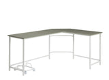 Space-Saving L-Shape Gray White Computer Desk With Storage - Omega Lifestyles