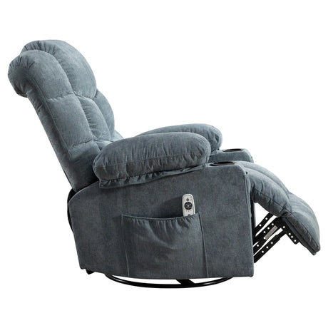 Oversized Soft Linen Massage Recliner Chair With Heating - Omega Lifestyles