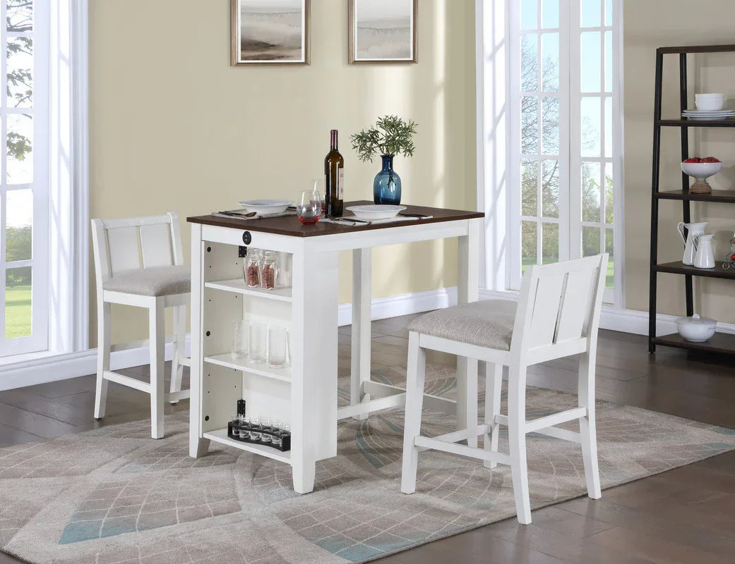 Gregorio 3-Piece White Wood Counter Height Dining Set - Omega Lifestyles