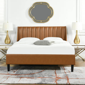 Queen Faux Leather Platform Bed Frame With Tufted Headboard - Omega Lifestyles