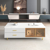 Modern White MDF Coffee Table With Storage Drawers And Lighting - Sleep Galleria