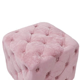 Pink Velvet Dice-Shaped Storage Ottoman With Foam Seat - Omega Lifestyles
