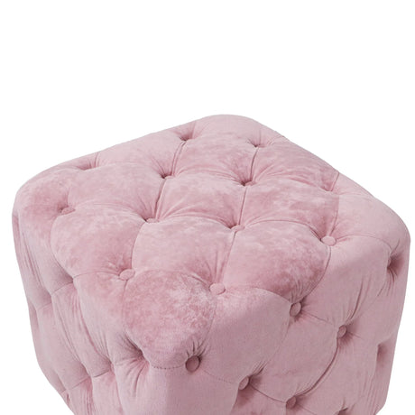 Pink Velvet Dice-Shaped Storage Ottoman With Foam Seat - Omega Lifestyles