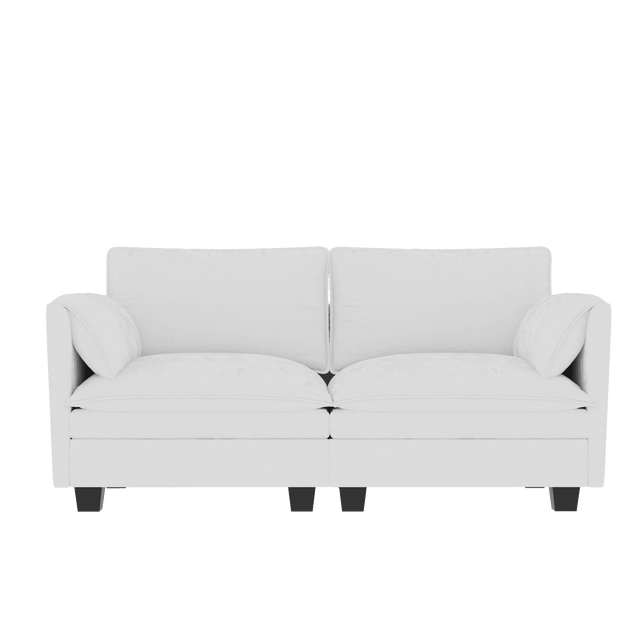 Mid Century Modern Beige Fabric Loveseat Sofa - Omega Lifestyles