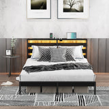 Full Size Metal Platform Bed Frame With LED Lighting USB - Omega Lifestyles