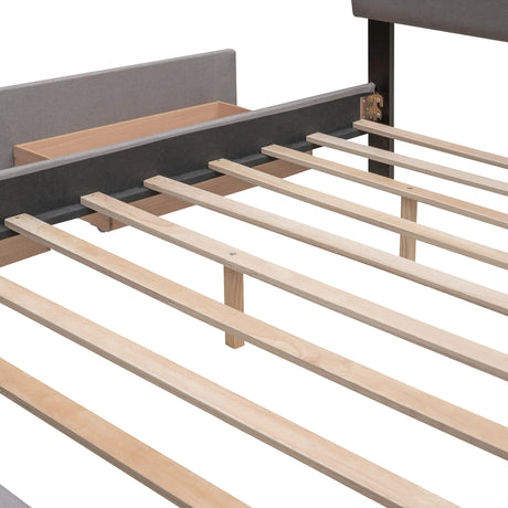 Upholstered Platform Bed With Drawers And Twin XL Trundle - Omega Lifestyles