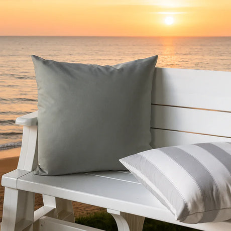 Outdoor Weather Resistant 20x20 Silver Polyester Pillow - Omega Lifestyles