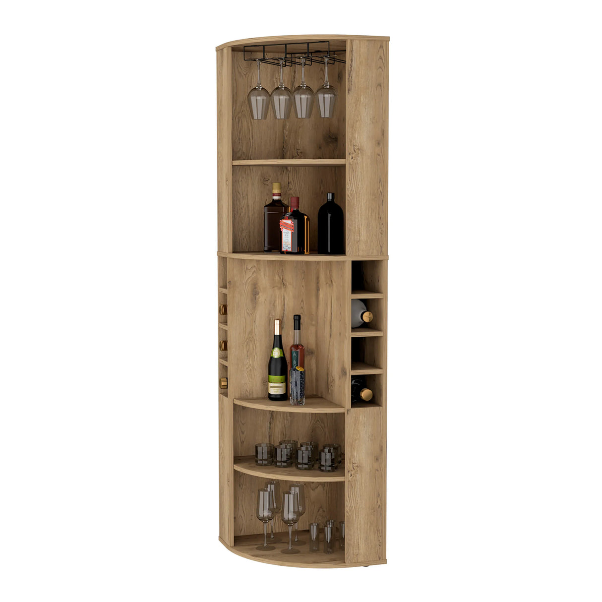 Modern Corner Bar Cabinet With Wine Rack And Shelves - Omega Lifestyles