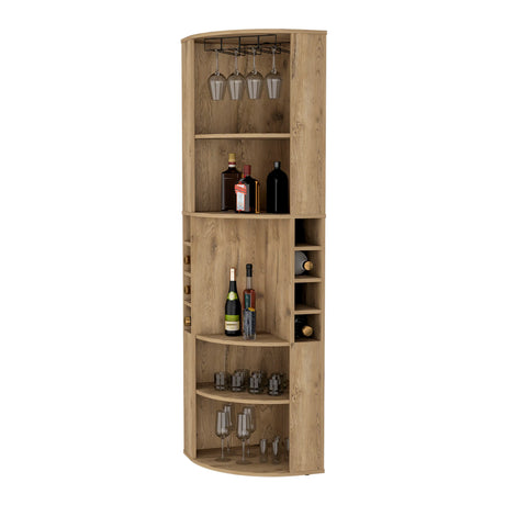 Modern Corner Bar Cabinet With Wine Rack And Shelves - Omega Lifestyles